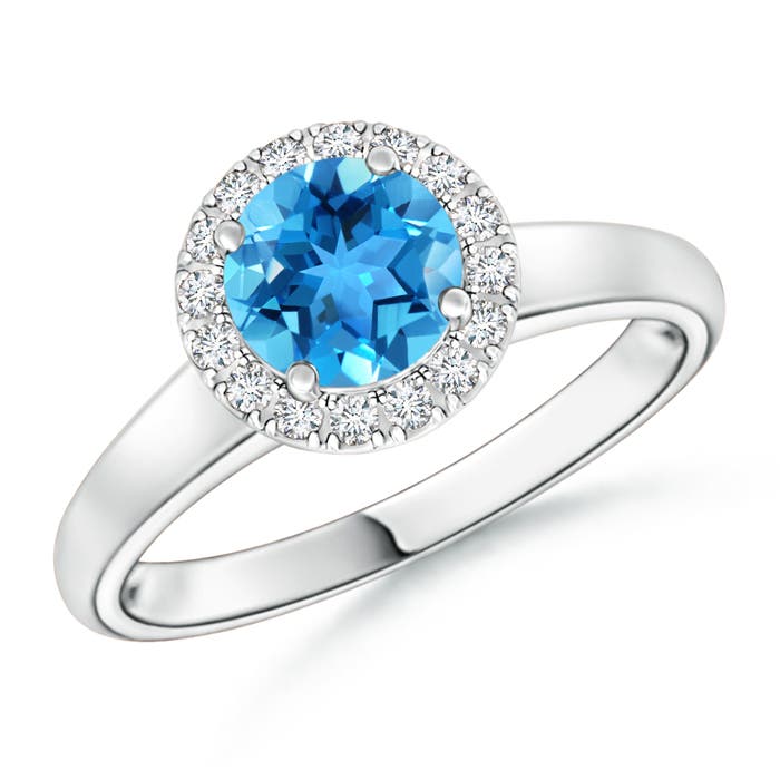 AAA - Swiss Blue Topaz / 1.05 CT / 14 KT White Gold