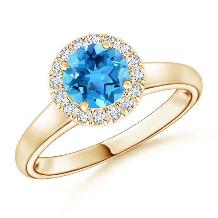 AAA - Swiss Blue Topaz / 1.05 CT / 14 KT Yellow Gold