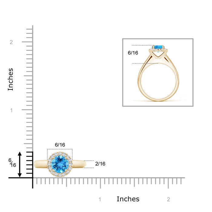 AAA - Swiss Blue Topaz / 1.05 CT / 14 KT Yellow Gold