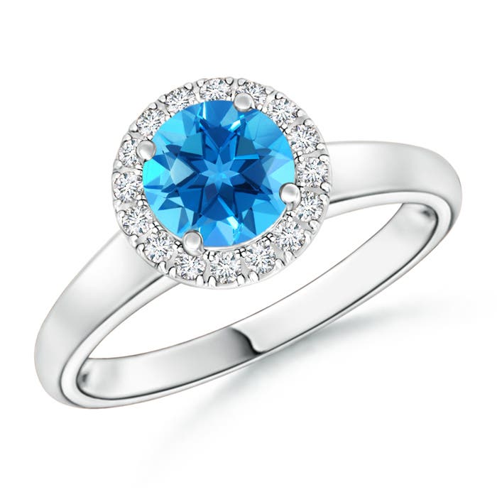 AAAA - Swiss Blue Topaz / 1.05 CT / 14 KT White Gold