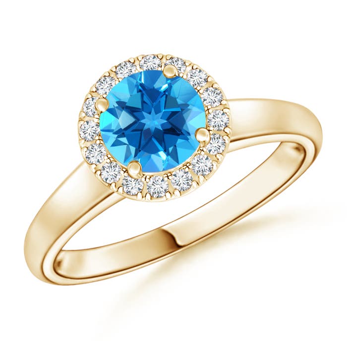 AAAA - Swiss Blue Topaz / 1.05 CT / 14 KT Yellow Gold