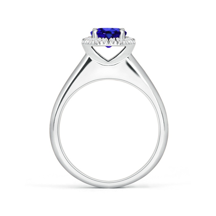 6mm AAA Classic Round Tanzanite and Diamond Halo Ring in White Gold product image