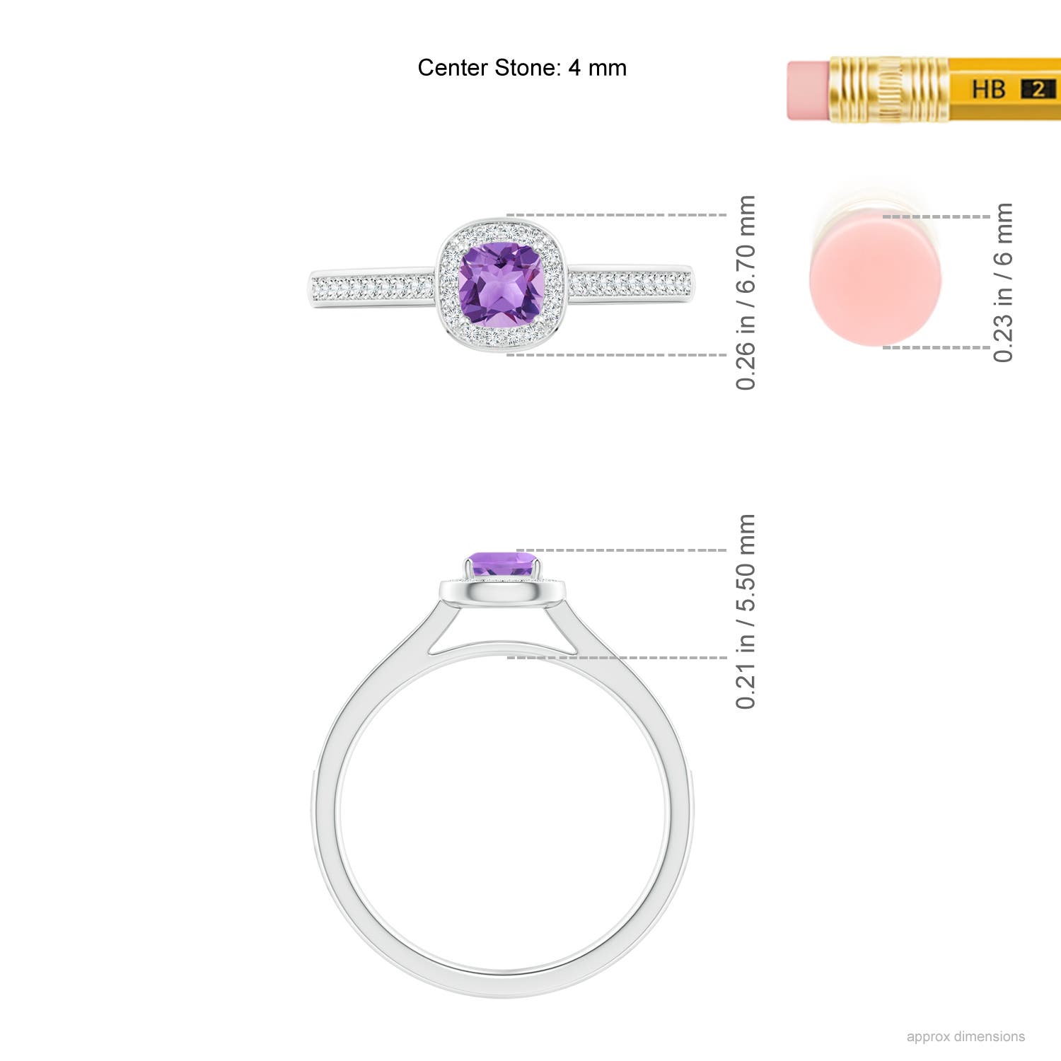 A - Amethyst / 0.49 CT / 14 KT White Gold