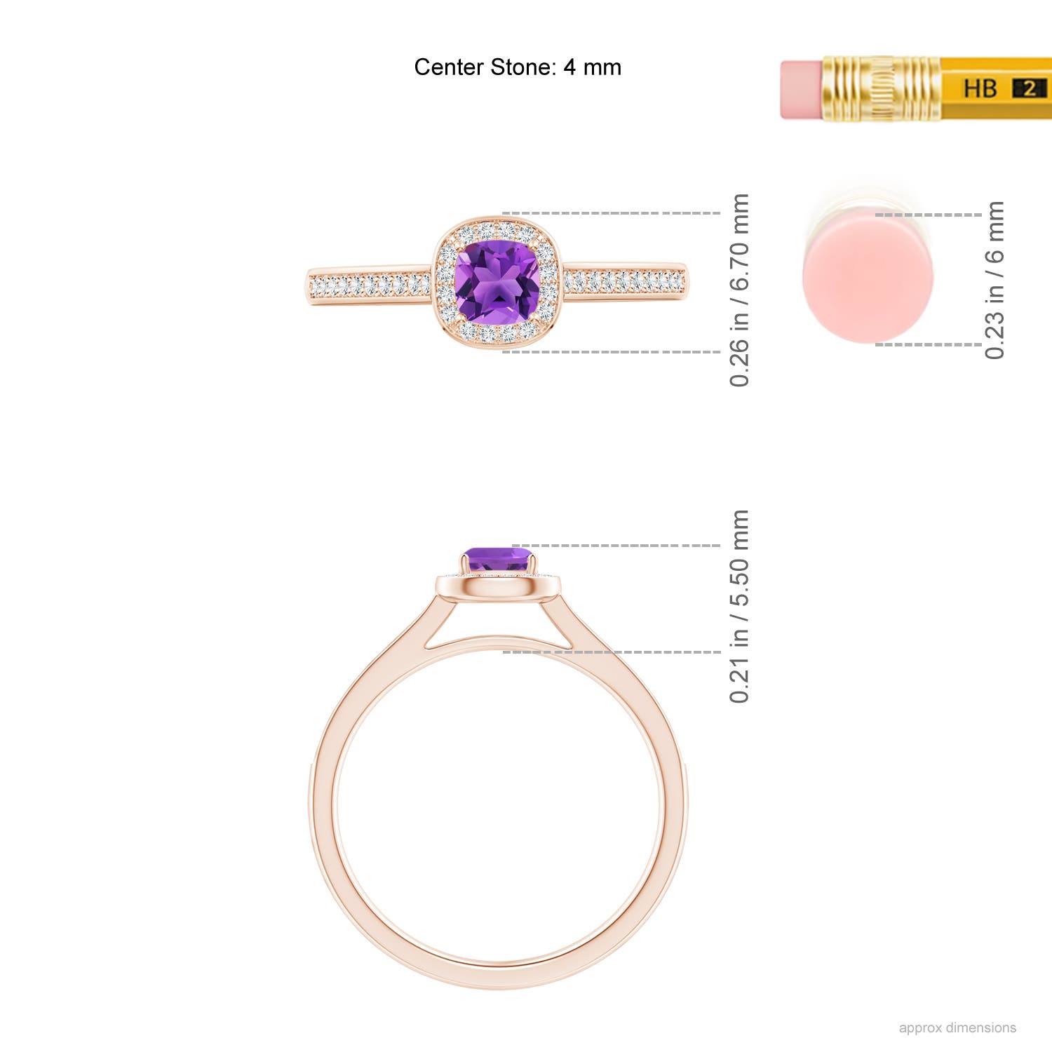AAA - Amethyst / 0.49 CT / 14 KT Rose Gold