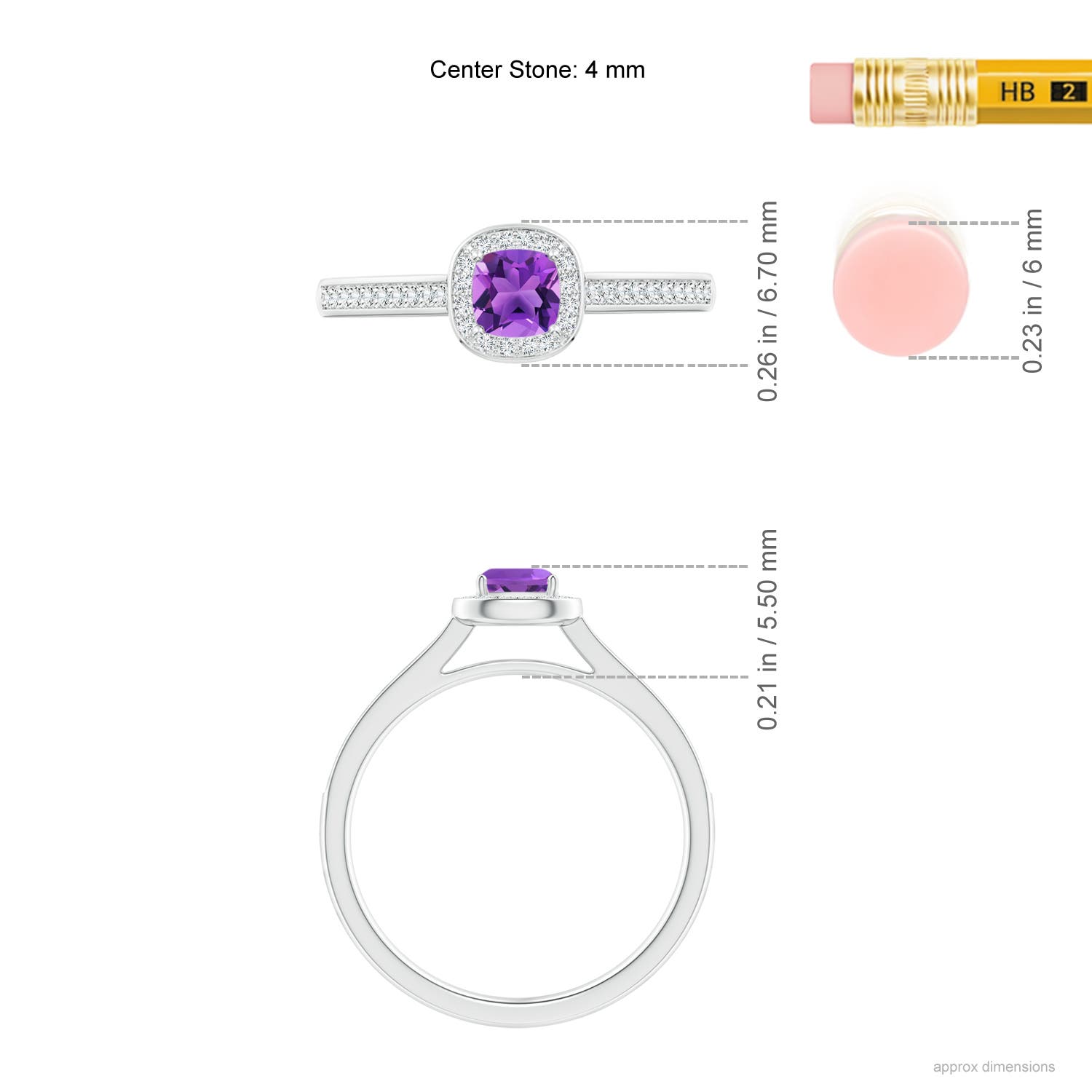 AAA - Amethyst / 0.49 CT / 14 KT White Gold