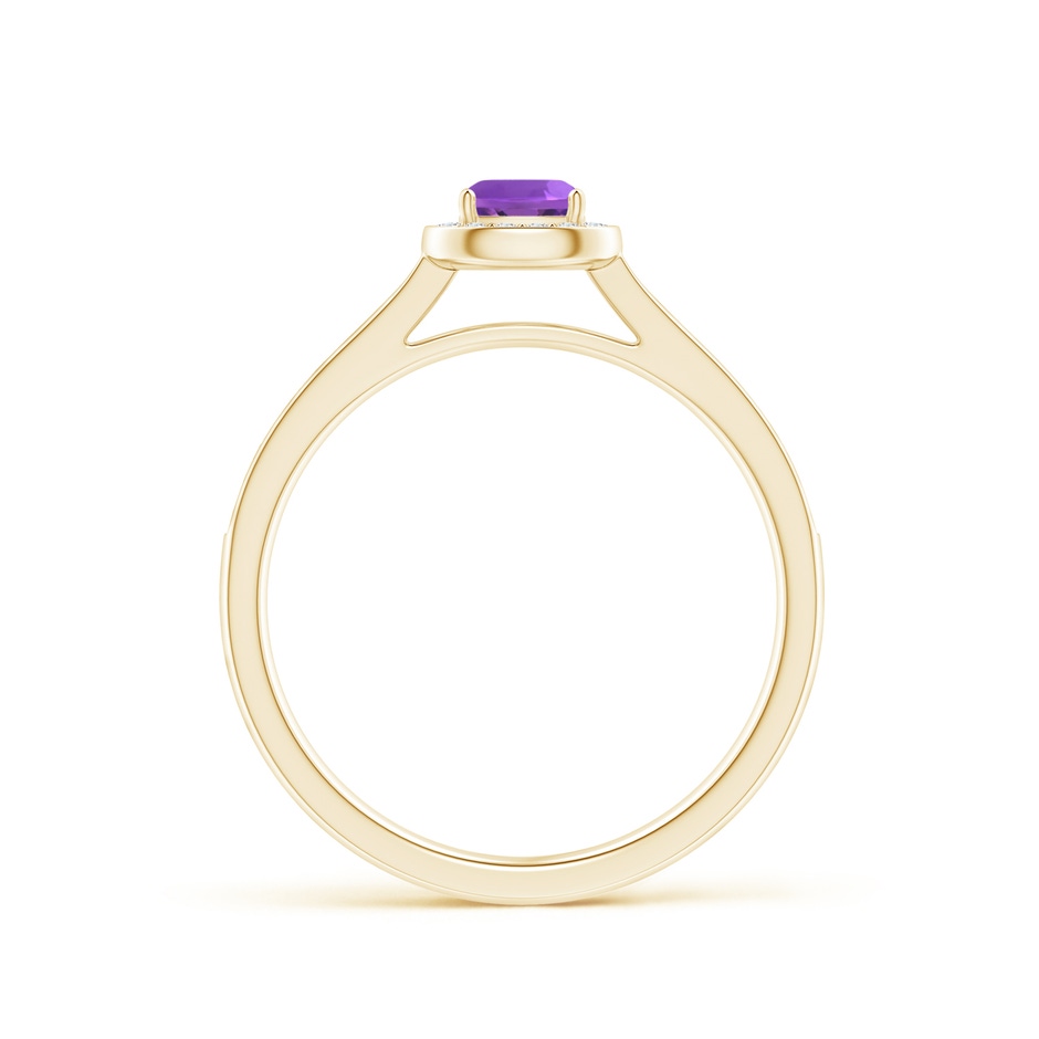 4mm AAA Classic Cushion Amethyst Ring with Diamond Halo in Yellow Gold side-1