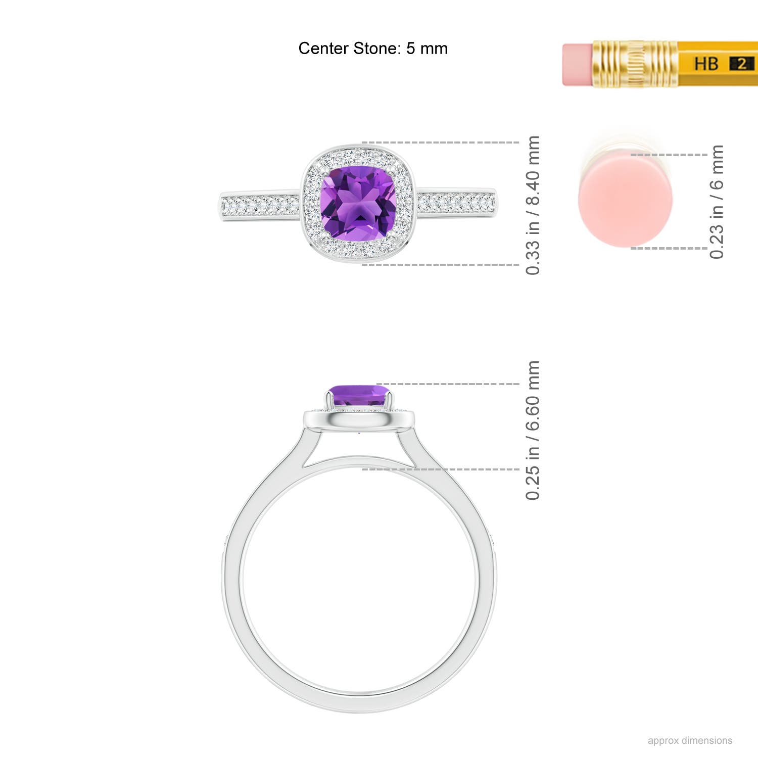 AAA - Amethyst / 0.81 CT / 14 KT White Gold