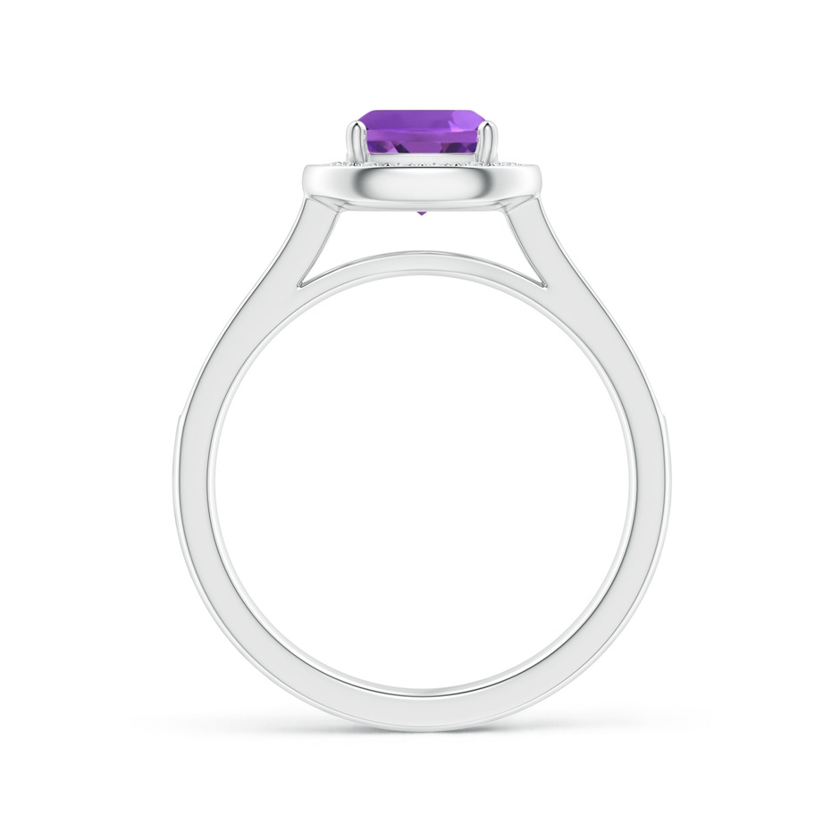 6mm AAA Classic Cushion Amethyst Ring with Diamond Halo in White Gold side-1