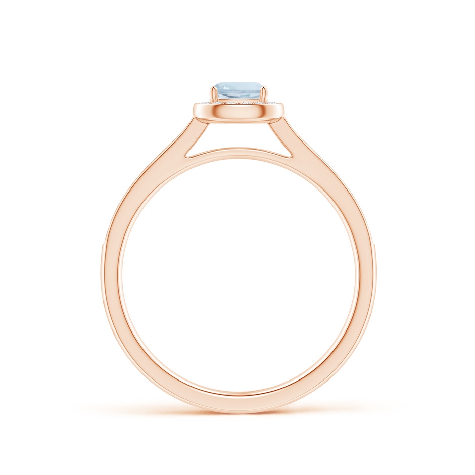 4mm A Classic Cushion Aquamarine Ring with Diamond Halo in Rose Gold side-1