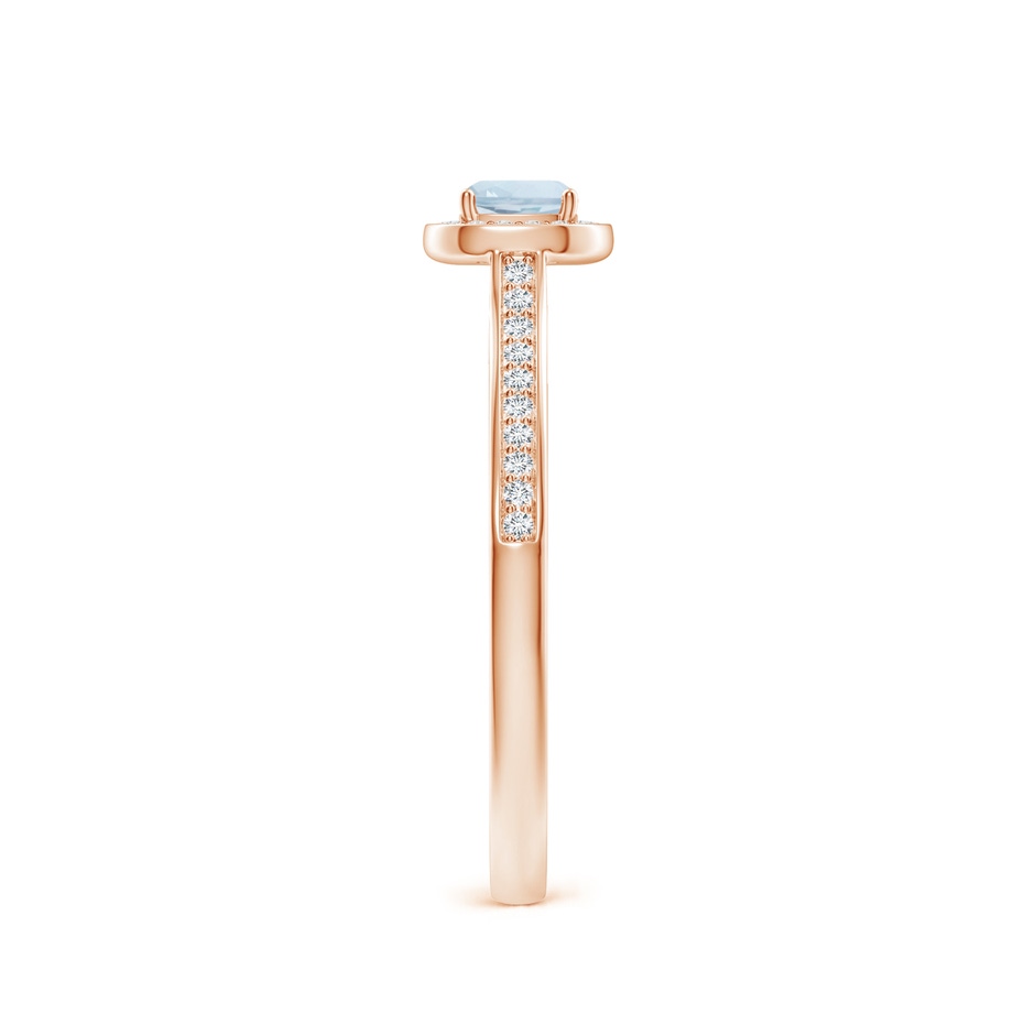 4mm A Classic Cushion Aquamarine Ring with Diamond Halo in Rose Gold side-2