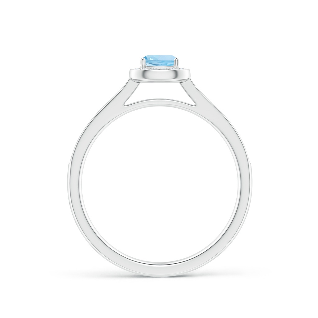 4mm AAA Classic Cushion Aquamarine Ring with Diamond Halo in White Gold Side-1