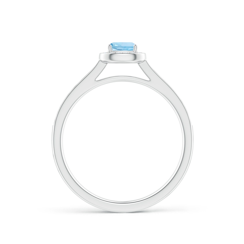 4mm AAA Classic Cushion Aquamarine Ring with Diamond Halo in White Gold side-1