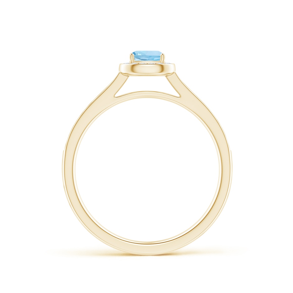 4mm AAA Classic Cushion Aquamarine Ring with Diamond Halo in Yellow Gold side-1