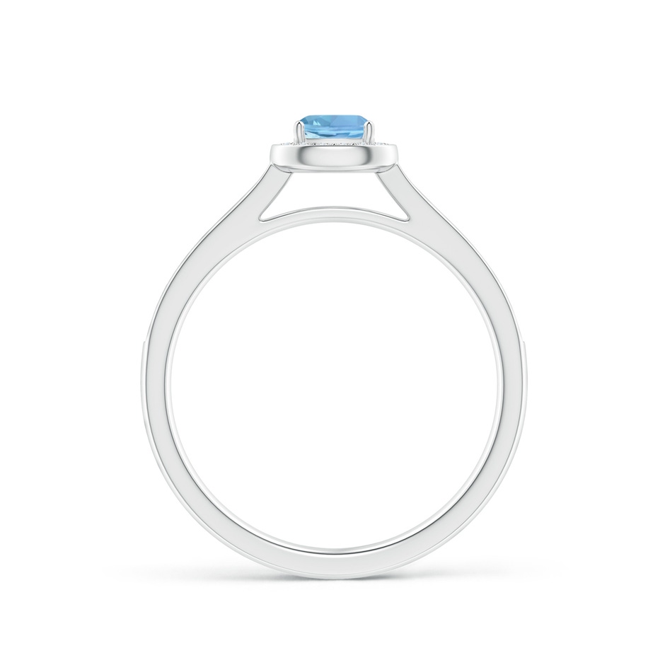 4mm AAAA Classic Cushion Aquamarine Ring with Diamond Halo in White Gold side-1