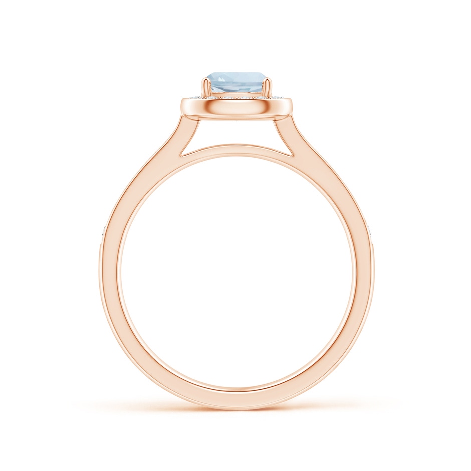 5mm A Classic Cushion Aquamarine Ring with Diamond Halo in Rose Gold side-1