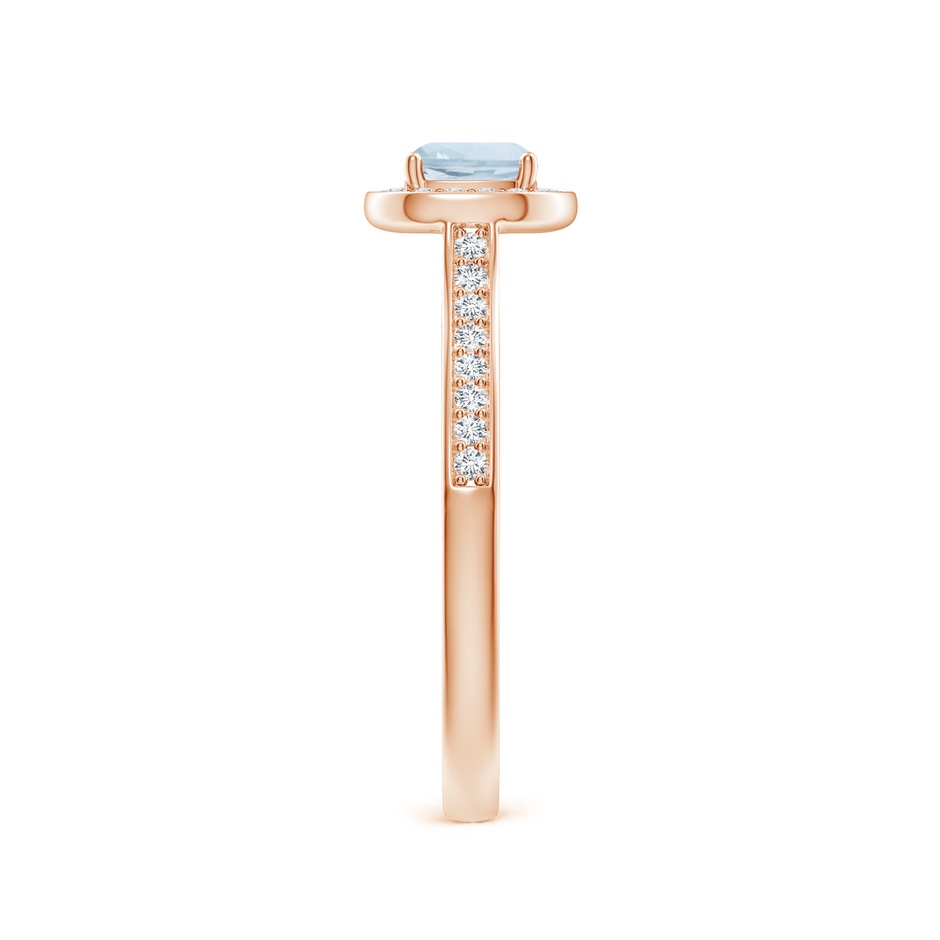 5mm A Classic Cushion Aquamarine Ring with Diamond Halo in Rose Gold side-2