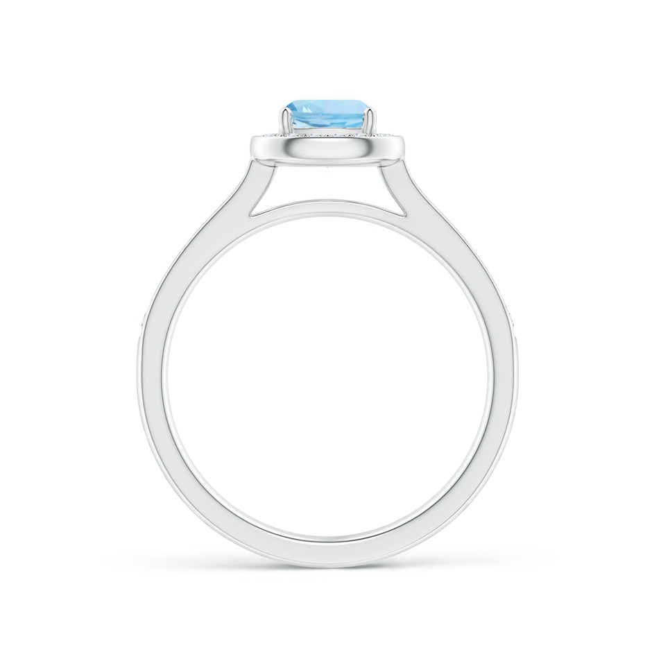 5mm AAA Classic Cushion Aquamarine Ring with Diamond Halo in White Gold side-1