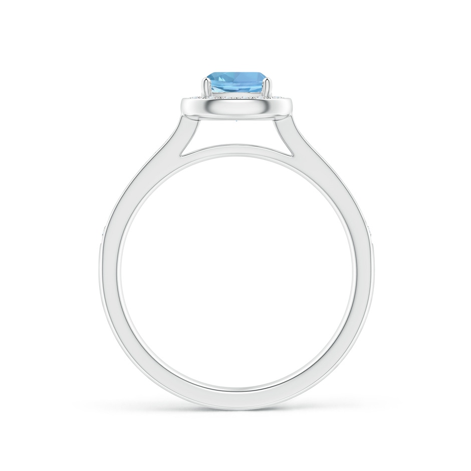 5mm AAAA Classic Cushion Aquamarine Ring with Diamond Halo in P950 Platinum side-1