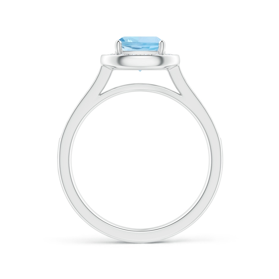 6mm AAA Classic Cushion Aquamarine Ring with Diamond Halo in White Gold side-1