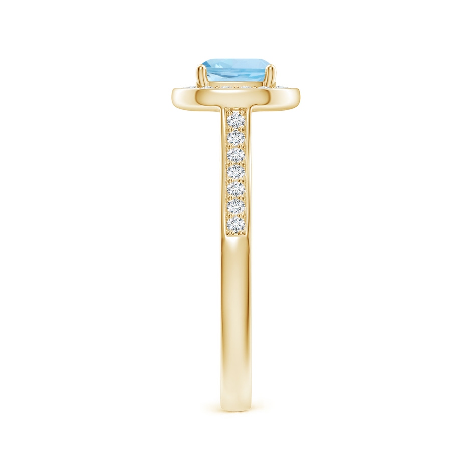 6mm AAA Classic Cushion Aquamarine Ring with Diamond Halo in Yellow Gold side-2