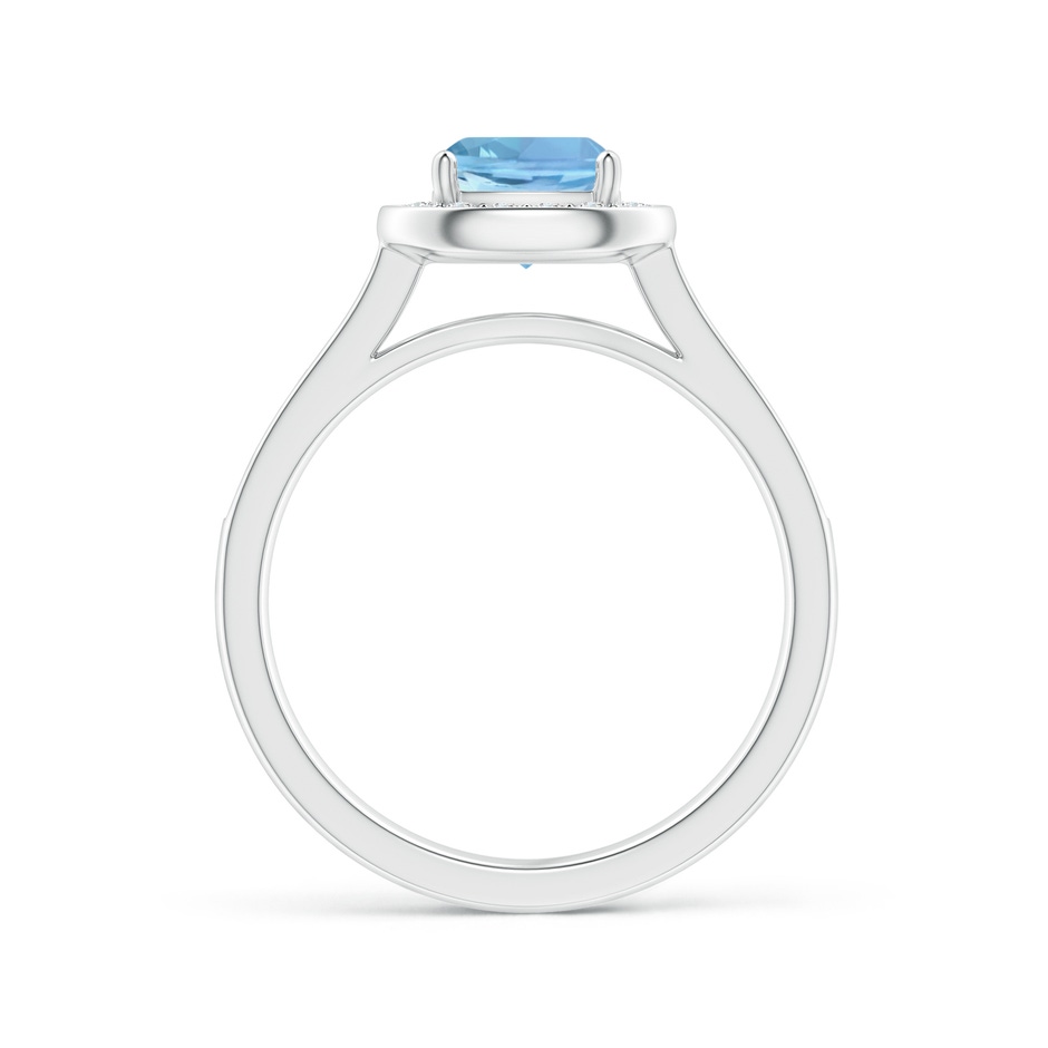 6mm AAAA Classic Cushion Aquamarine Ring with Diamond Halo in P950 Platinum side-1