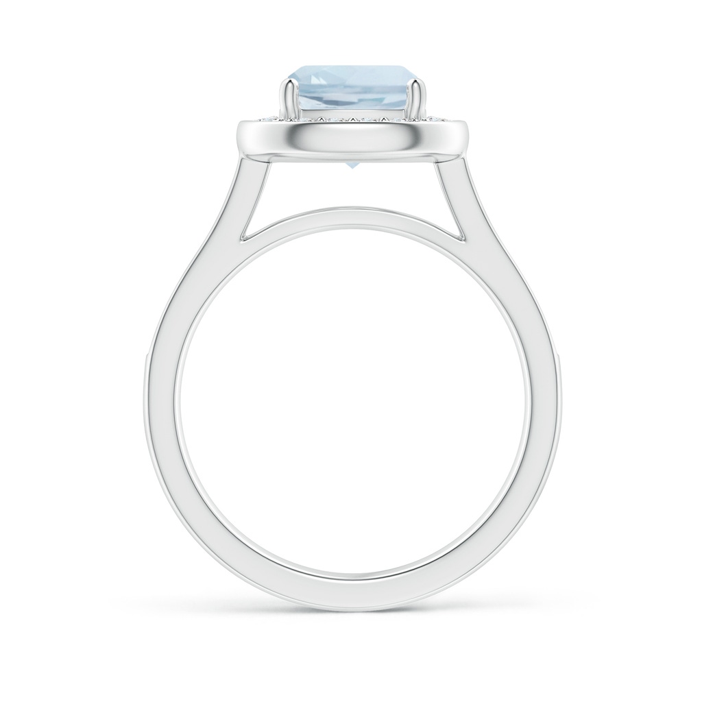 7mm A Classic Cushion Aquamarine Ring with Diamond Halo in P950 Platinum - side_1