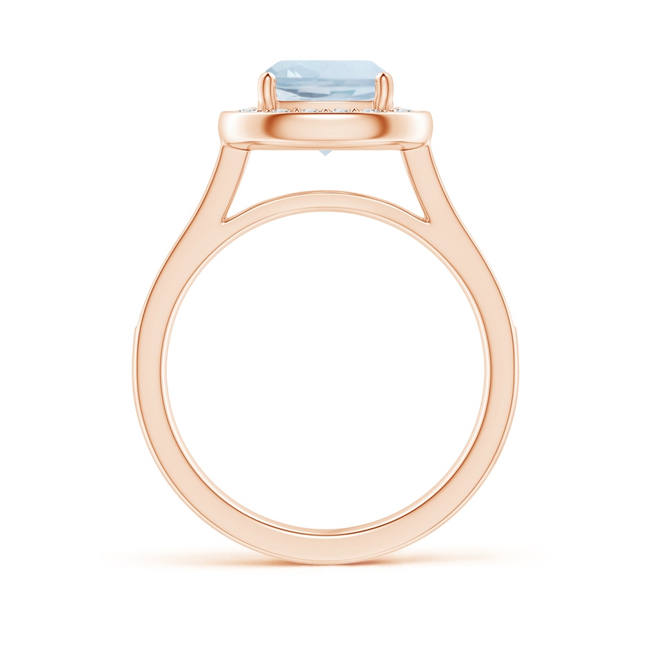 7mm A Classic Cushion Aquamarine Ring with Diamond Halo in Rose Gold side-1