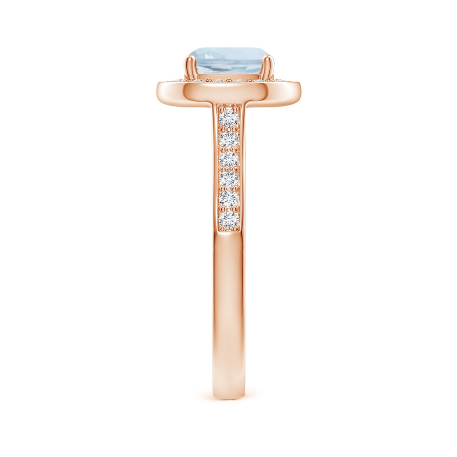 7mm A Classic Cushion Aquamarine Ring with Diamond Halo in Rose Gold side-2