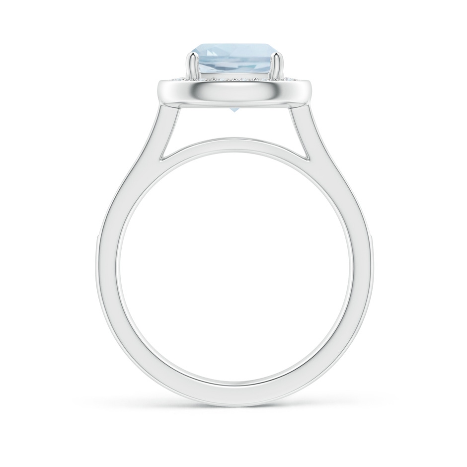 7mm A Classic Cushion Aquamarine Ring with Diamond Halo in White Gold side-1
