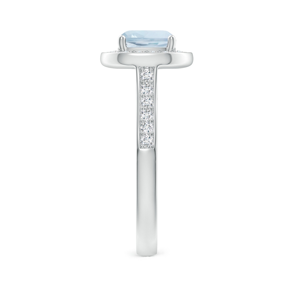7mm A Classic Cushion Aquamarine Ring with Diamond Halo in White Gold side-2