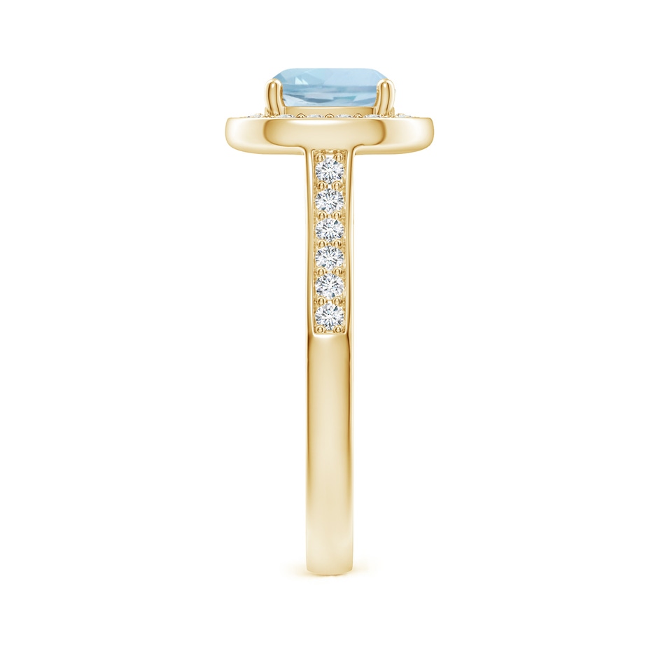 7mm AA Classic Cushion Aquamarine Ring with Diamond Halo in Yellow Gold side-2