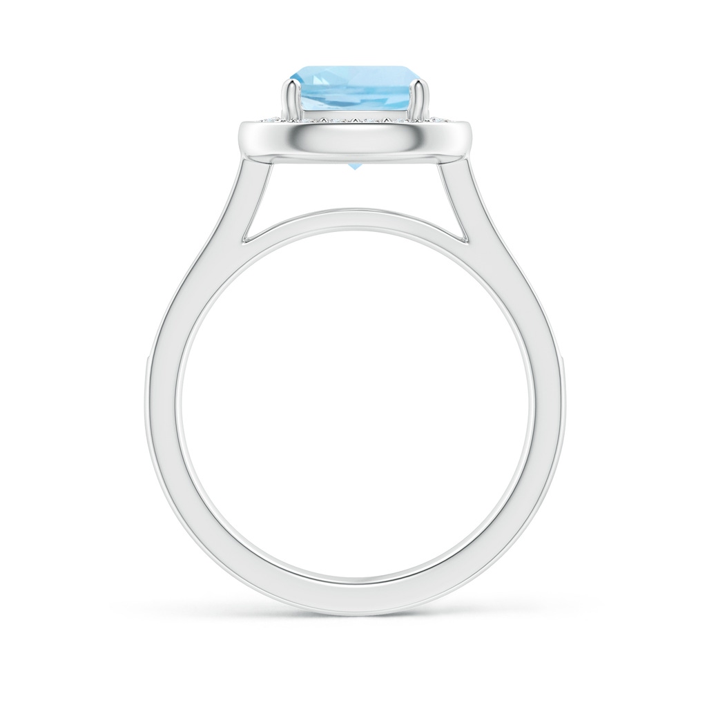 7mm AAA Classic Cushion Aquamarine Ring with Diamond Halo in White Gold Side-1
