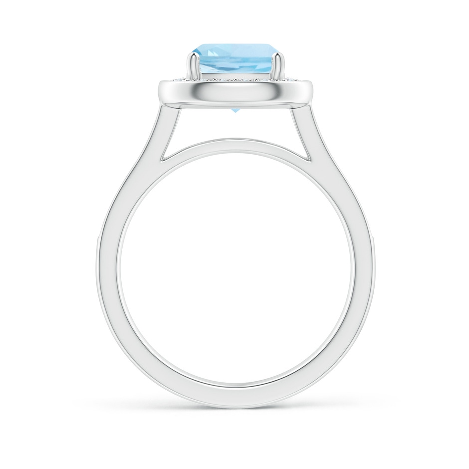 7mm AAA Classic Cushion Aquamarine Ring with Diamond Halo in White Gold side-1