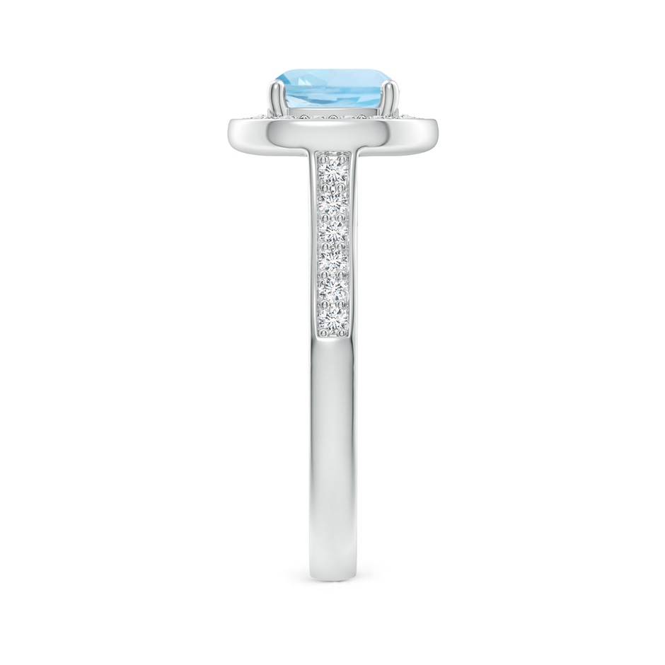 7mm AAA Classic Cushion Aquamarine Ring with Diamond Halo in White Gold side-2