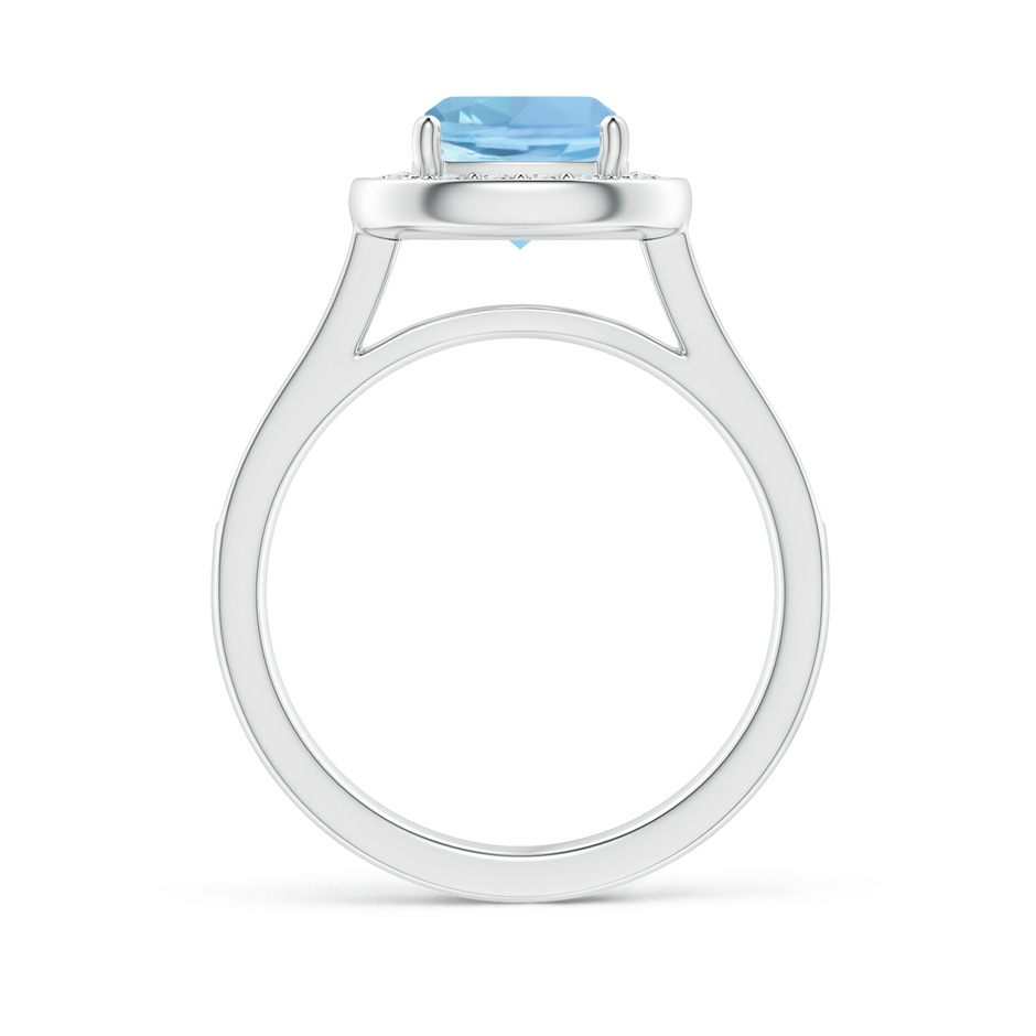7mm AAAA Classic Cushion Aquamarine Ring with Diamond Halo in White Gold side-1