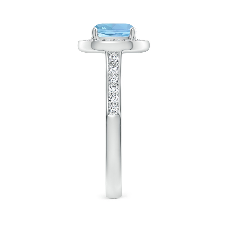 7mm AAAA Classic Cushion Aquamarine Ring with Diamond Halo in White Gold side-2