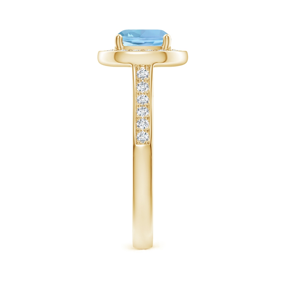 7mm AAAA Classic Cushion Aquamarine Ring with Diamond Halo in Yellow Gold side-2