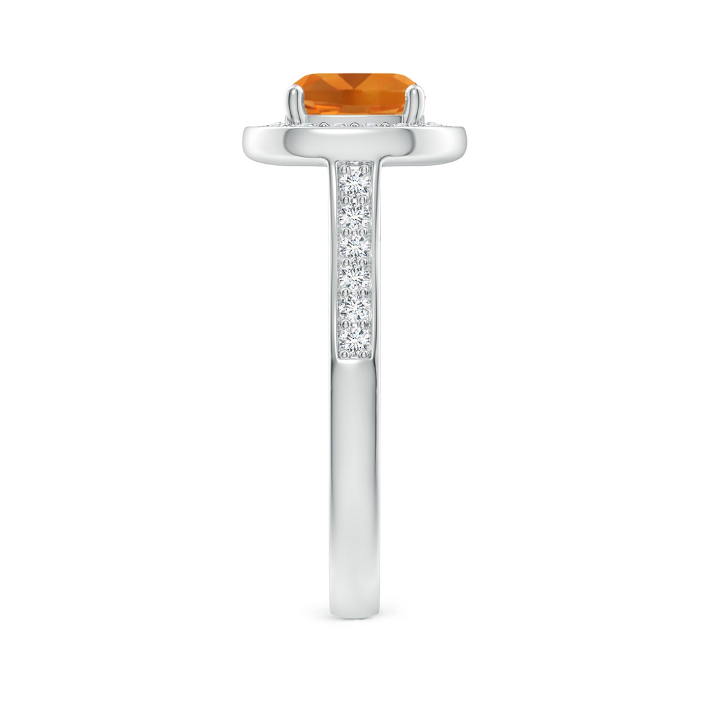 7mm AAA Classic Cushion Citrine Ring with Diamond Halo in White Gold Side-2