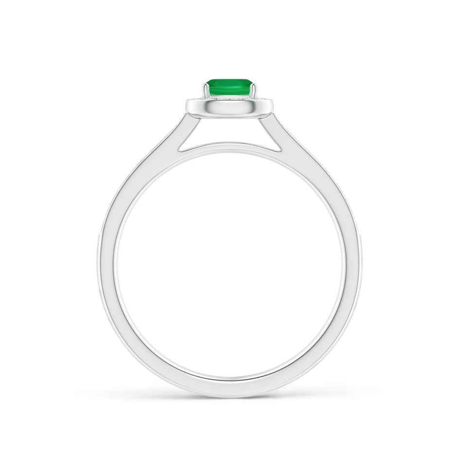 4mm AA Classic Cushion Emerald Ring with Diamond Halo in P950 Platinum side-1