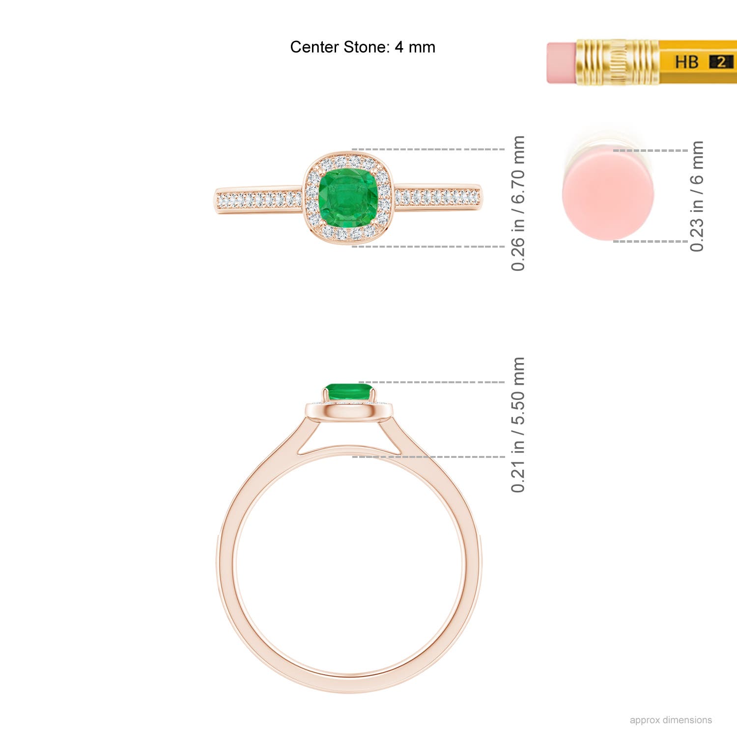 AA - Emerald / 0.38 CT / 14 KT Rose Gold