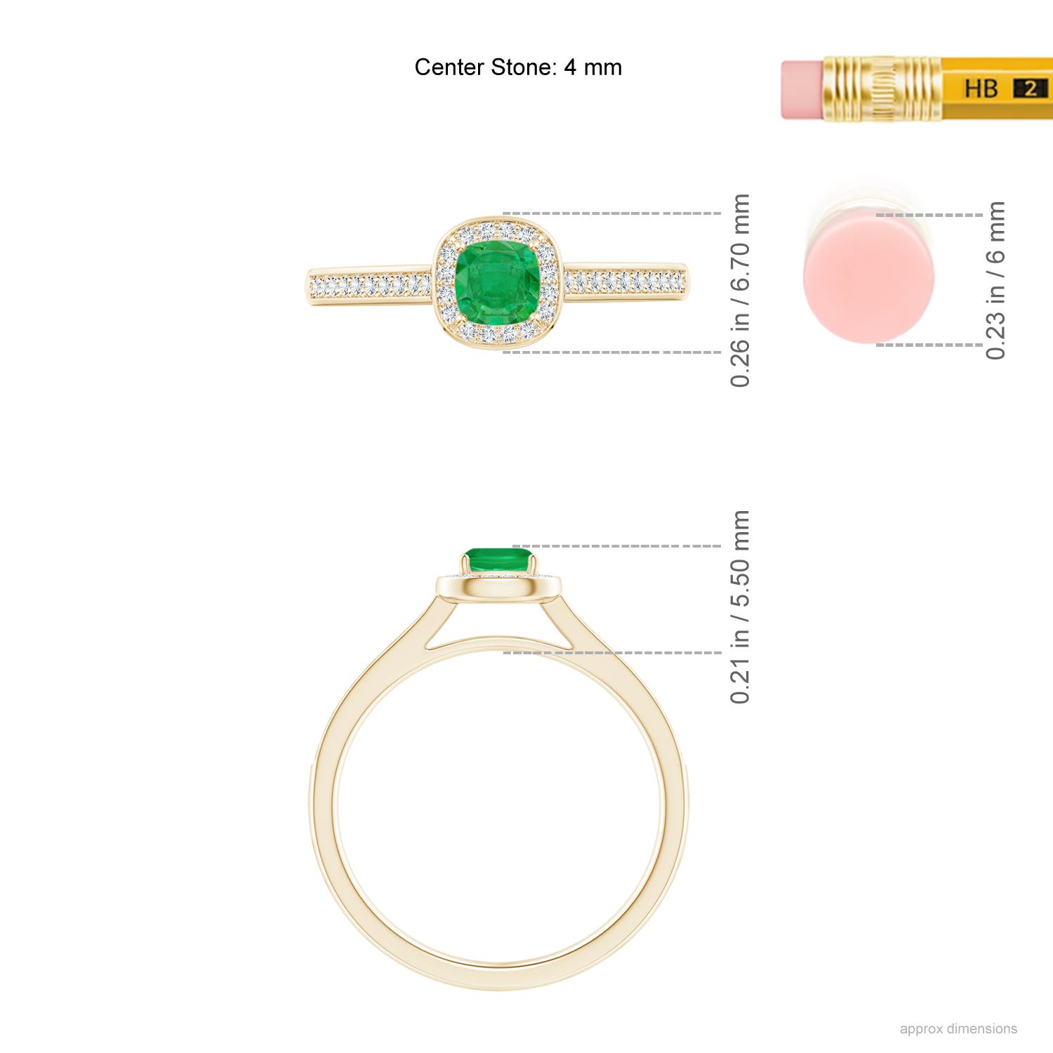 AA - Emerald / 0.38 CT / 14 KT Yellow Gold