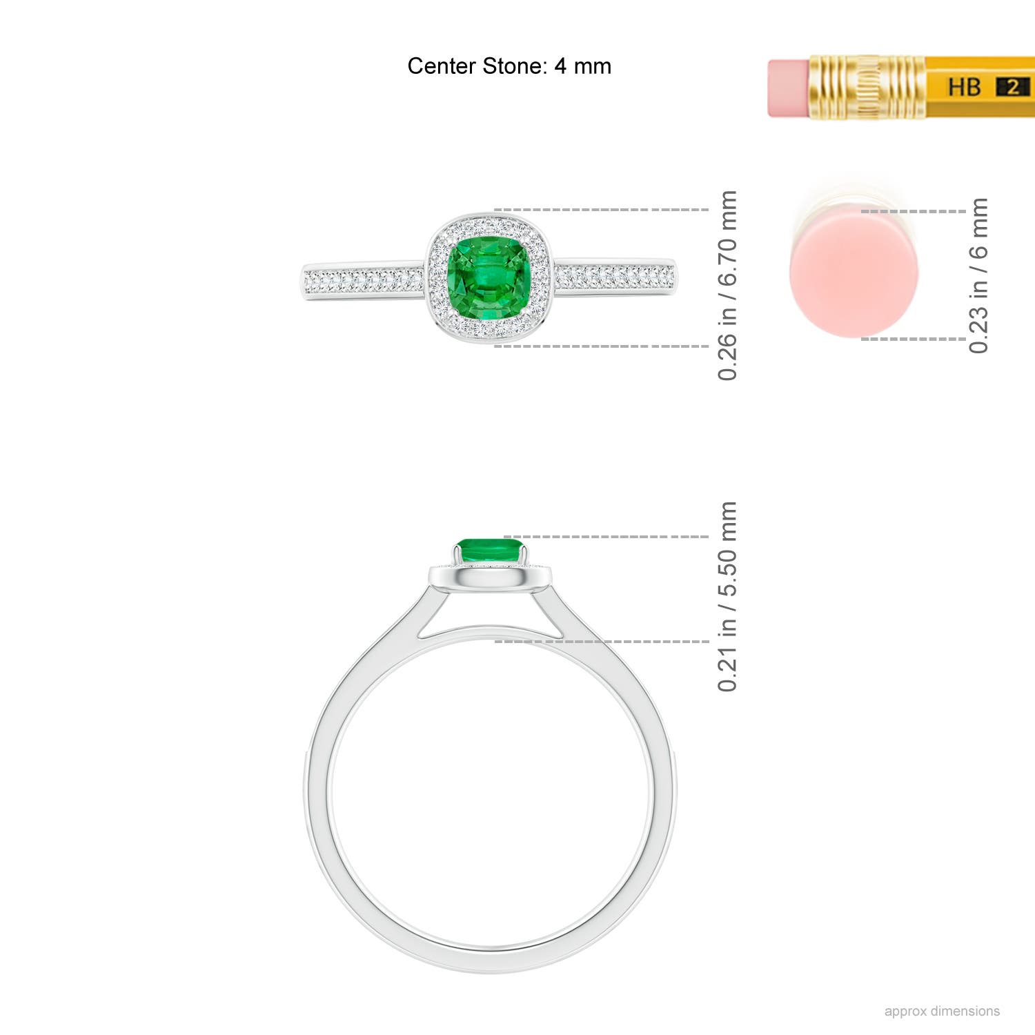 AAA - Emerald / 0.38 CT / 14 KT White Gold