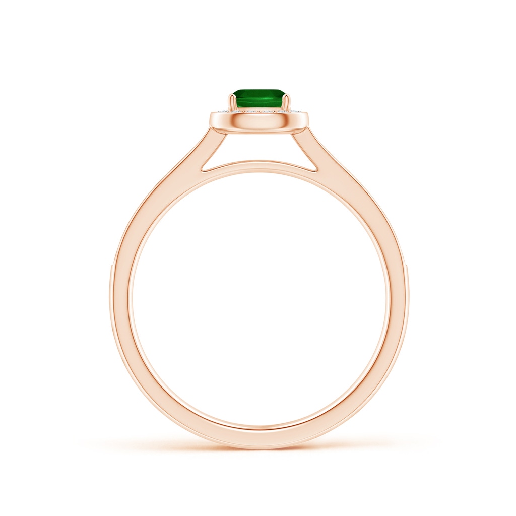 4mm AAAA Classic Cushion Emerald Ring with Diamond Halo in Rose Gold - side_1