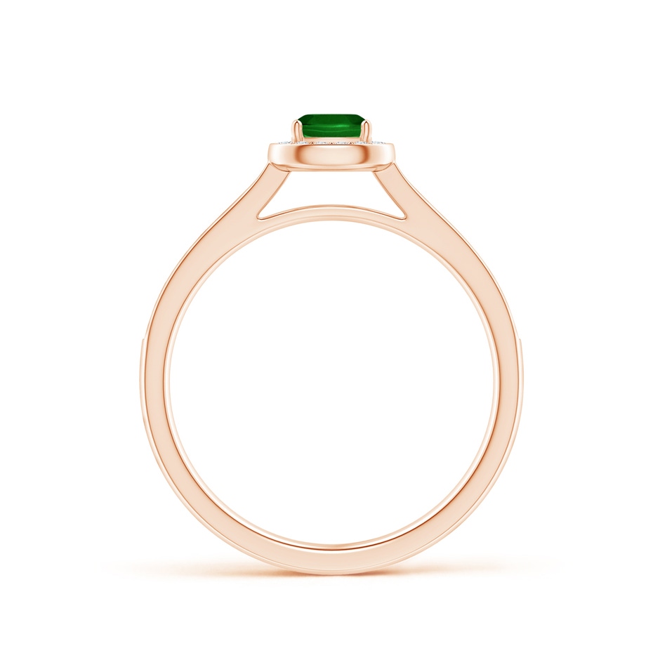 4mm AAAA Classic Cushion Emerald Ring with Diamond Halo in Rose Gold side-1