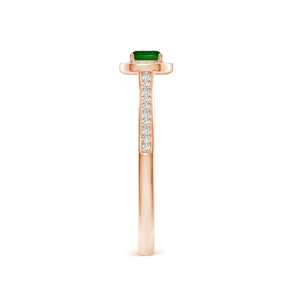 4mm AAAA Classic Cushion Emerald Ring with Diamond Halo in Rose Gold side-2