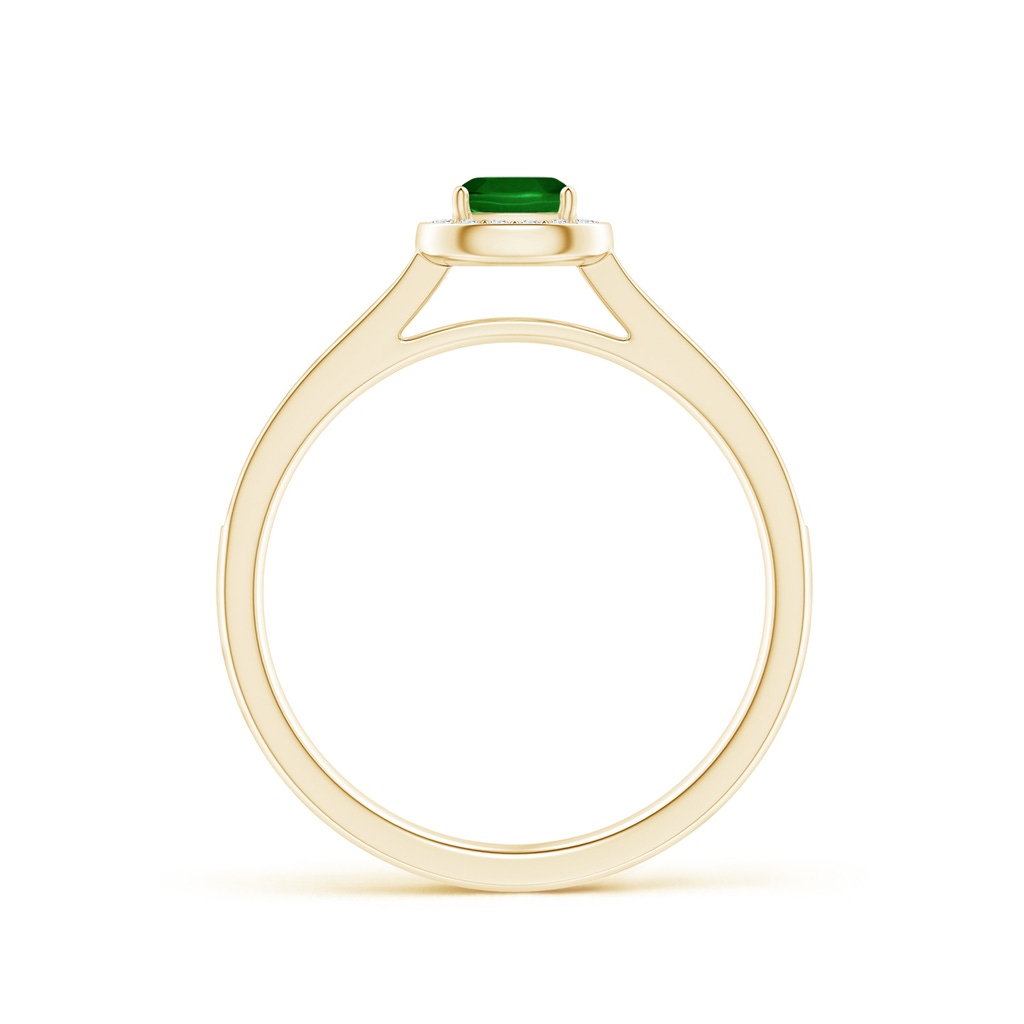 4mm AAAA Classic Cushion Emerald Ring with Diamond Halo in Yellow Gold - side_1