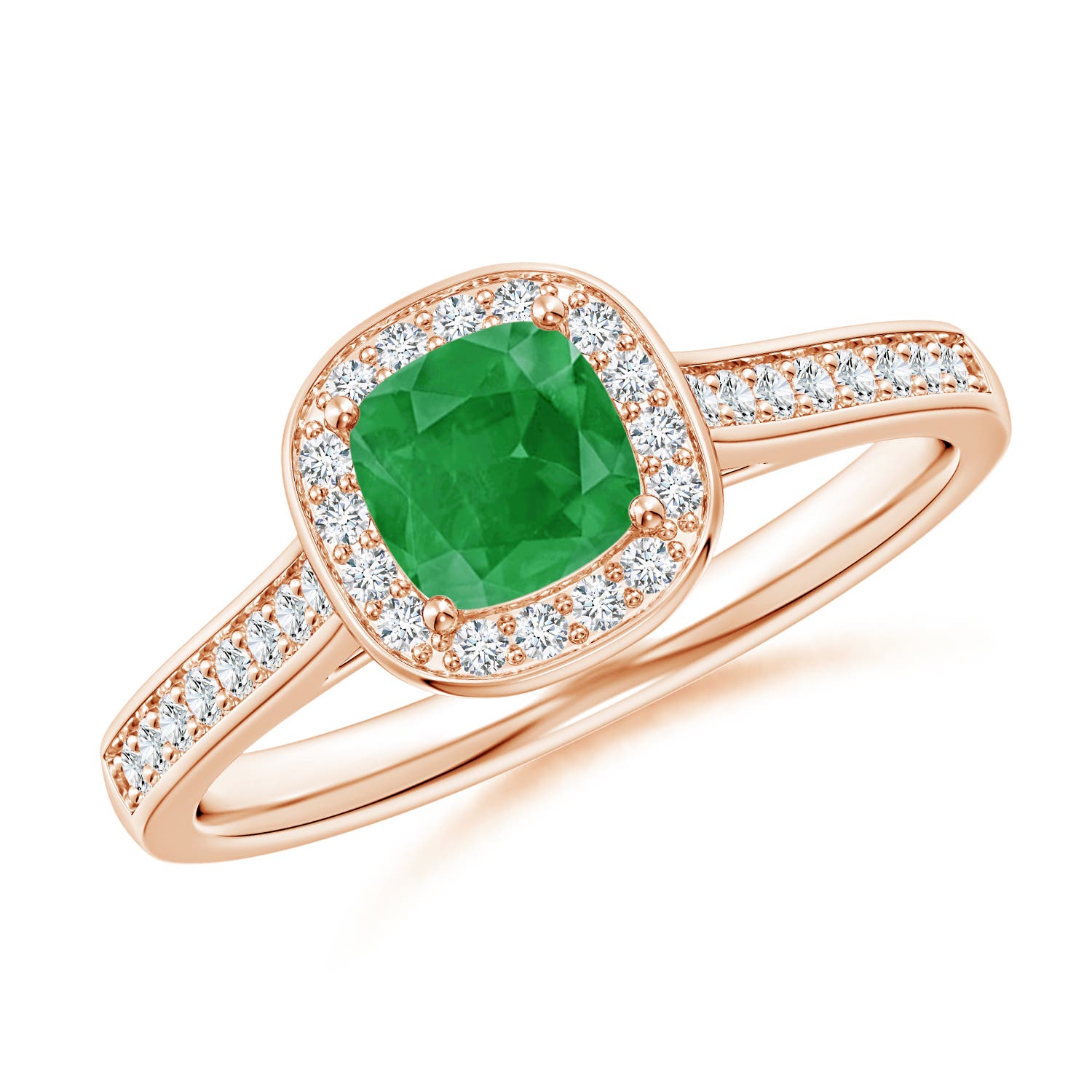 A - Emerald / 0.76 CT / 14 KT Rose Gold