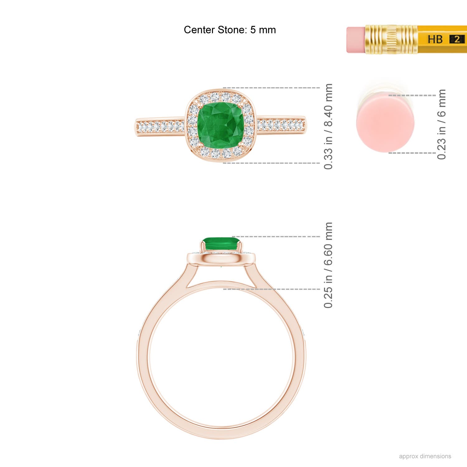 A - Emerald / 0.76 CT / 14 KT Rose Gold