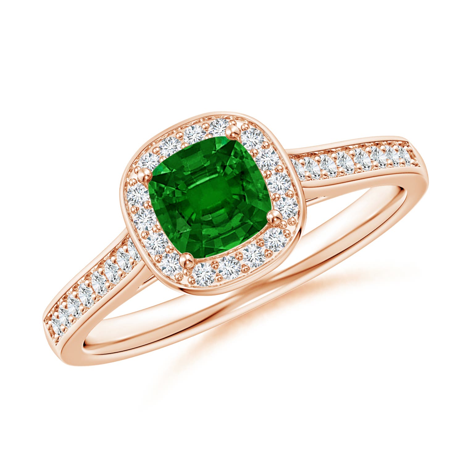 AAAA - Emerald / 0.76 CT / 14 KT Rose Gold