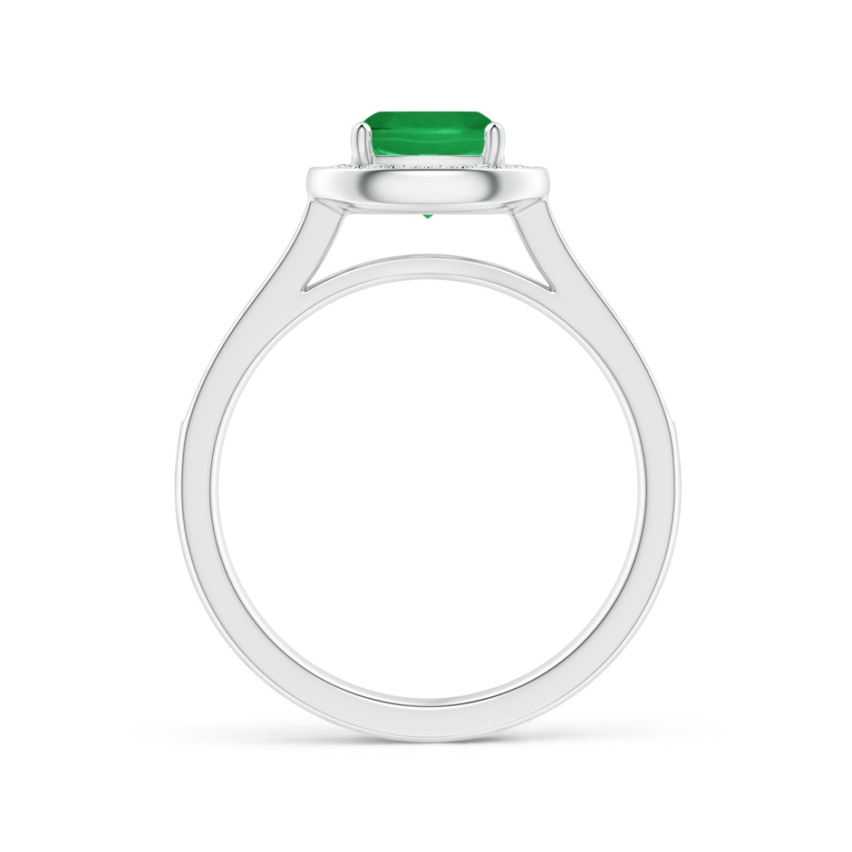 6mm A Classic Cushion Emerald Ring with Diamond Halo in White Gold side-1